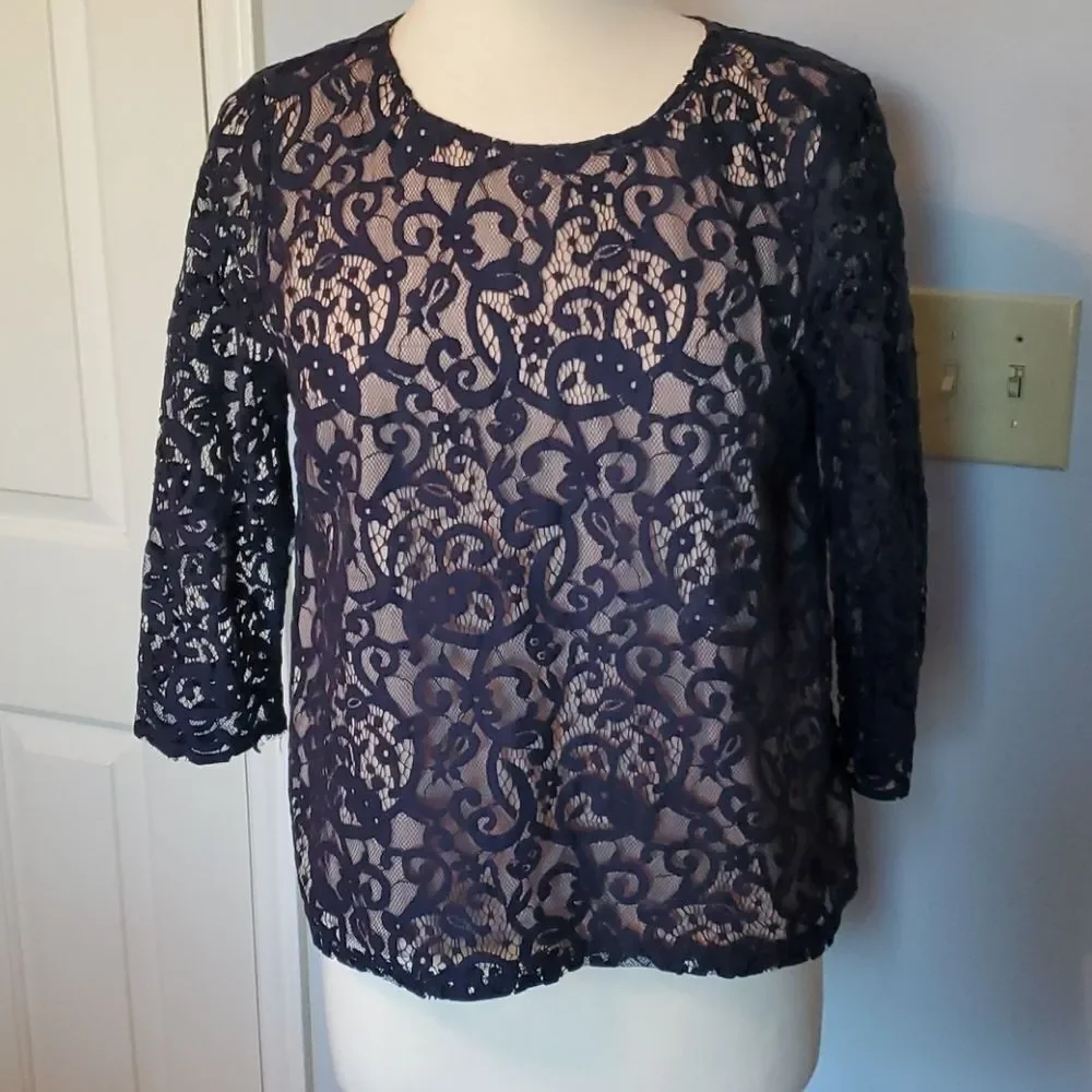 Blue Lace Blouse - Picture 1 of 4